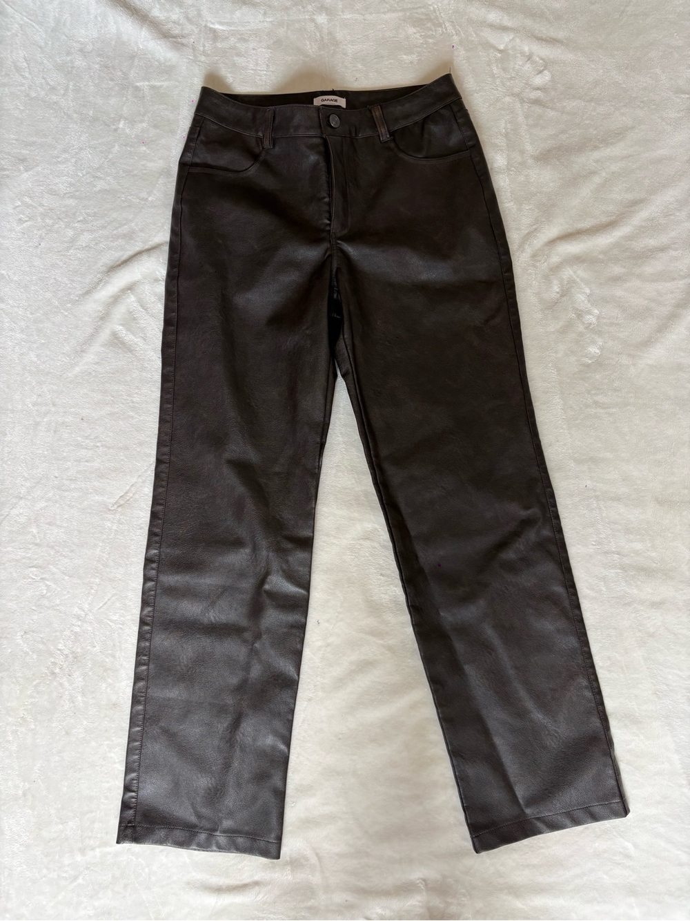 Garage Black Faux Leather Straight-Leg Jeans